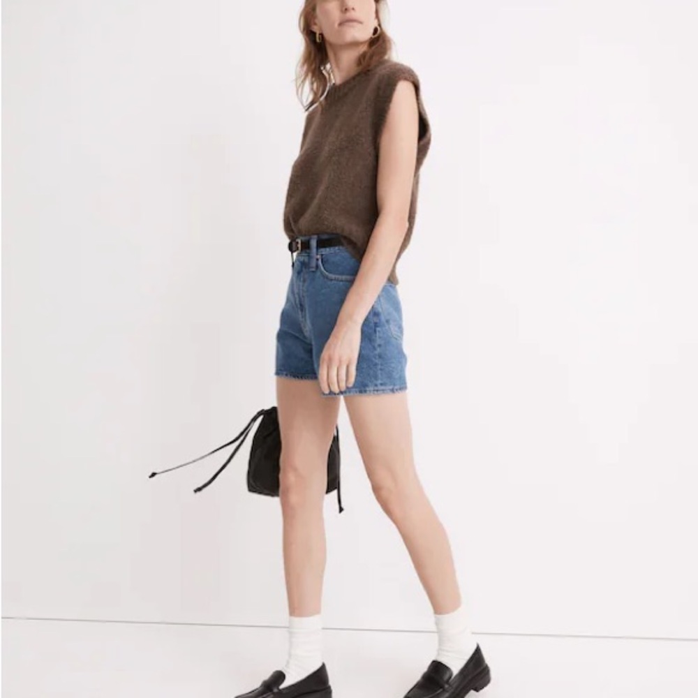 Madewell Perfect Mom Jean Shorts Streamside Wash Blue - Picture 7 of 8